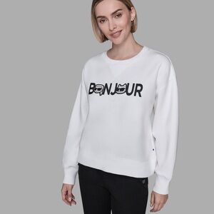 Karl Lagerfeld White Bonjour Sweatshirt